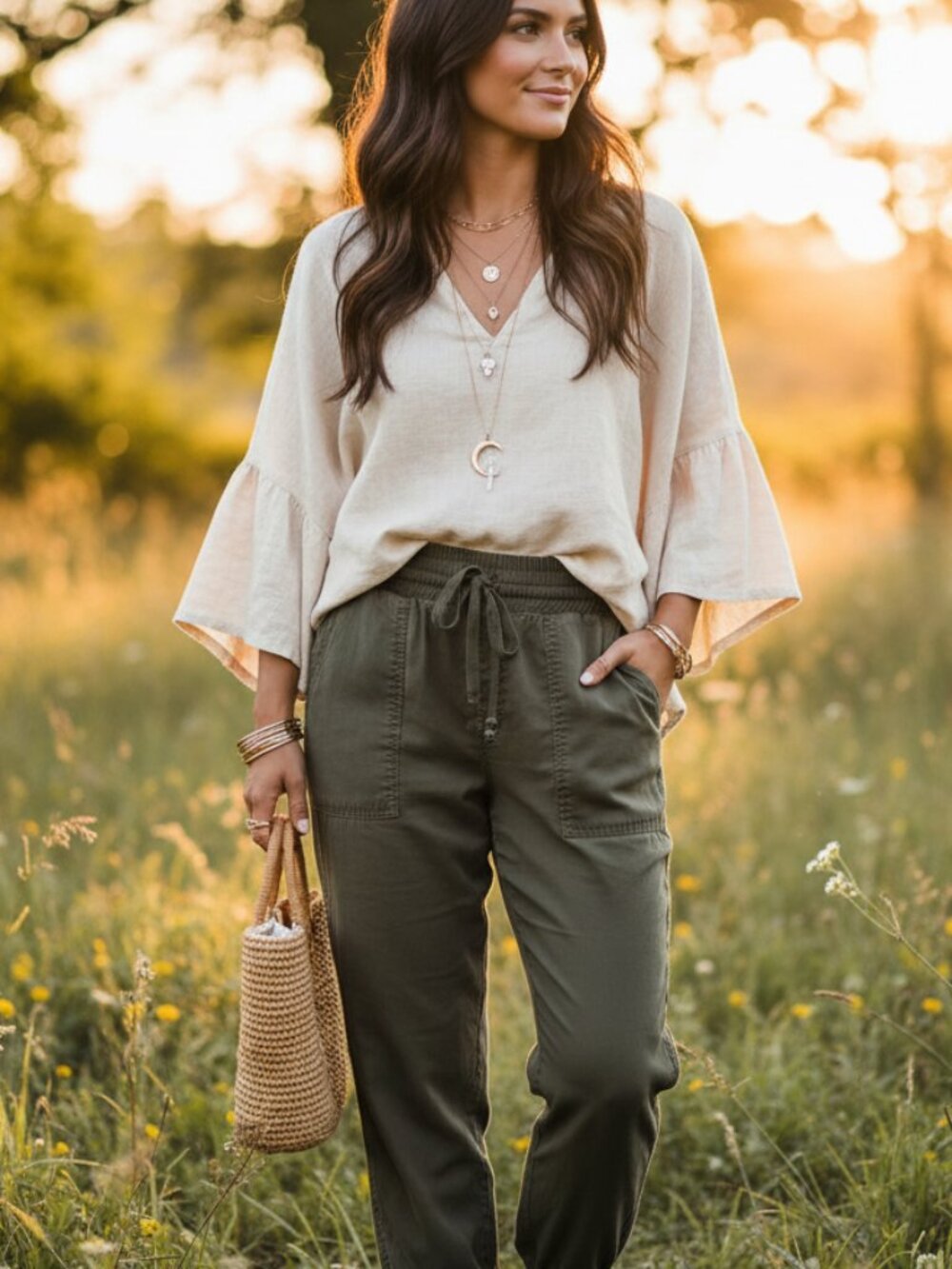 A New Day Joggers S Olive Green Utility Gorpcore Cottage Earthy Forest Casual